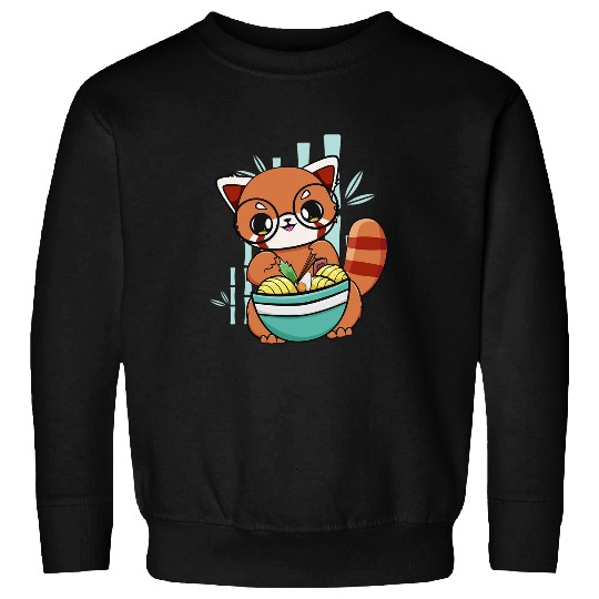 Panda Pet Red Panda Eating Ramen I Love Ramen Japanese Noodles Anime Sweatshirts
