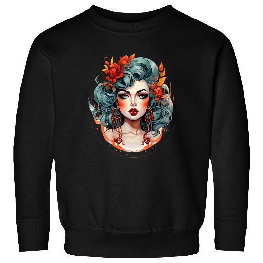 Chicano Girl Mexico Flowers Death Pretty 24 Sweatshirts