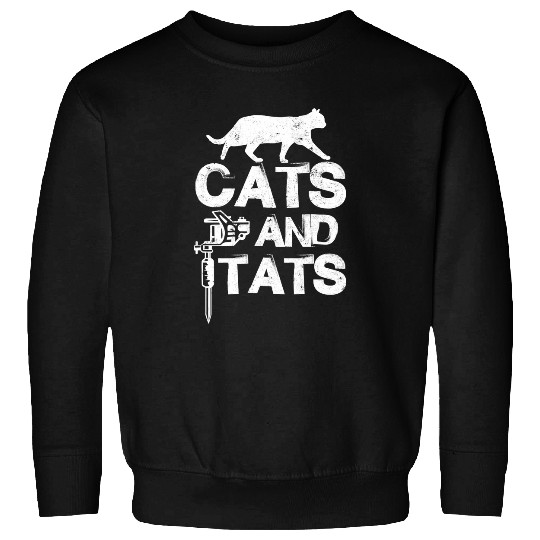 Cats And Tats Tattoo Enthusiast Skin Art Cat Lover Apparel Sweatshirts