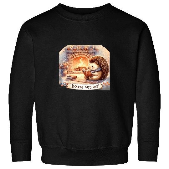 Hedgehog Pet Warm Wishes Hedgehog Fireplace Cozy Tee Sweatshirts