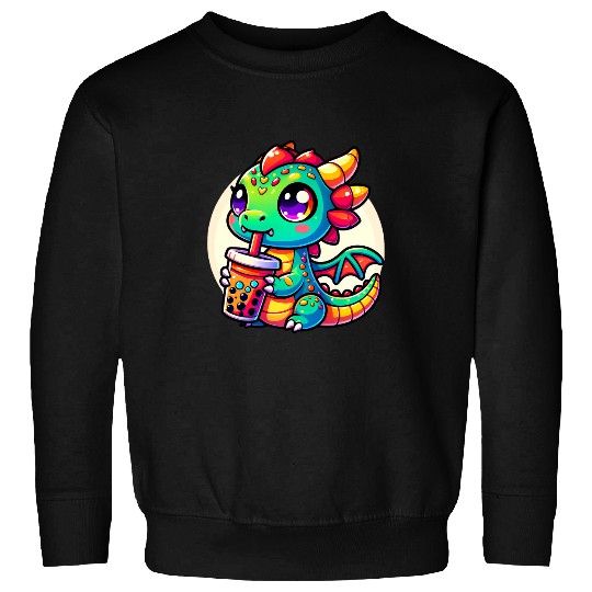 Dragon Pet Kawaii Dragon Anime Boba Tea Bubble Milk Tea Kids Sweatshirts