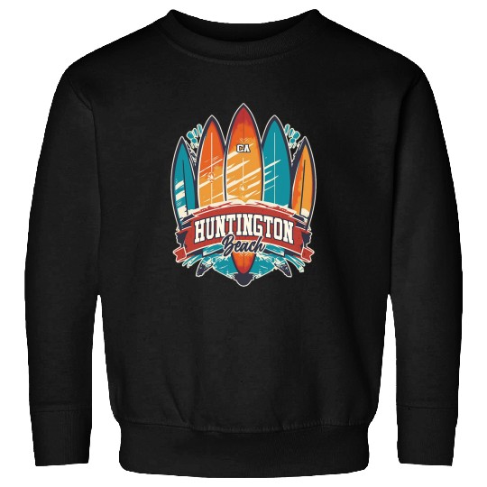 Huntington Beach CA Rebel Surf Edgy Surfboard Design Sweatshirts