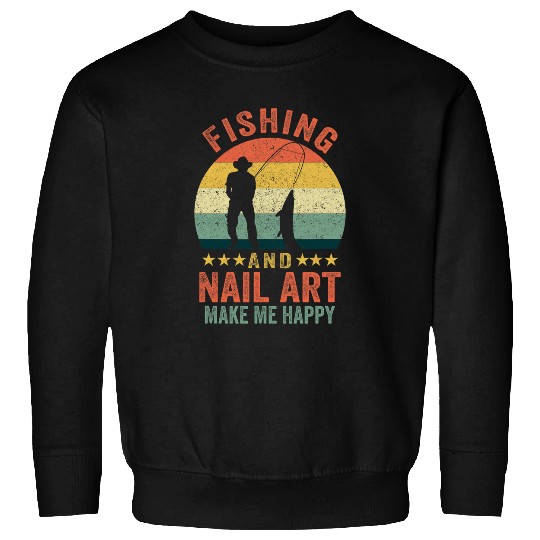 Funny Fishing Dad Fisherman Nail Art Lover Vintage Sweatshirts