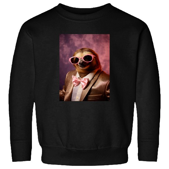 Sloth Pet In Suit 90 s Party Weird Animal Funny 1990s Sweatshirts