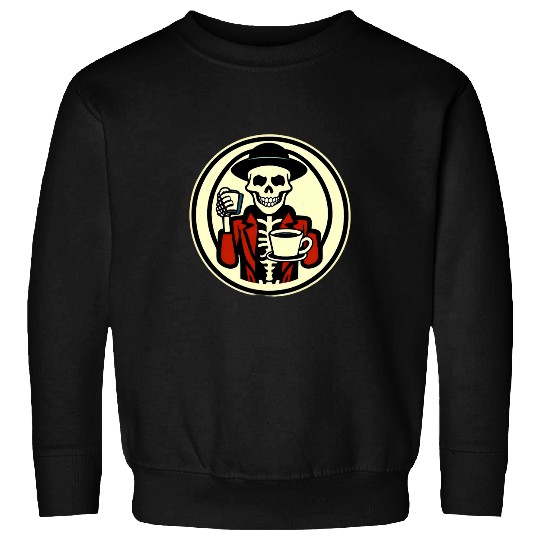 Coffee Fun Skeletons drinking coffee dressed elegantly for Halloween 3 Sweatshirts