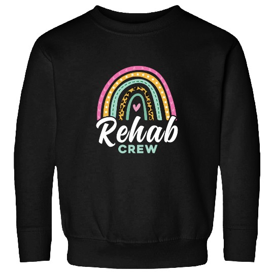 Rehab Crew Physical Therapy Assistant Leopard Rainbow Sweatshirts