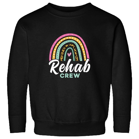 Rehab Crew Physical Therapy Assistant Leopard Rainbow Sweatshirts