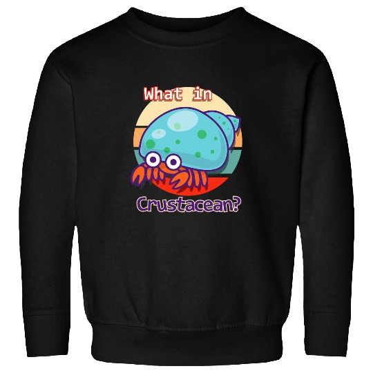 Funny What In Crustacean Retro Hermit Crab Sweatshirts