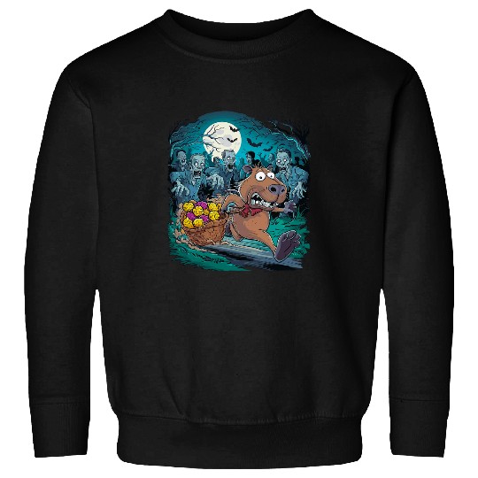 capybaras Pet Scared capybaras Fleeing Zombies Halloween Sweatshirts