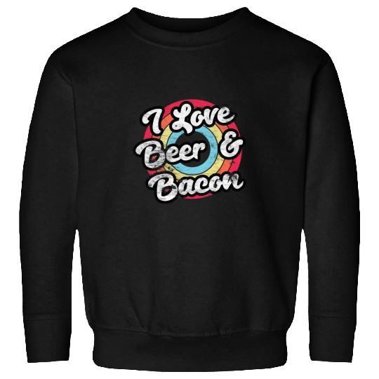 Beer Fun I Love Beer and Bacon Funny Beer Lover Fathers Day BBQ Sweatshirts