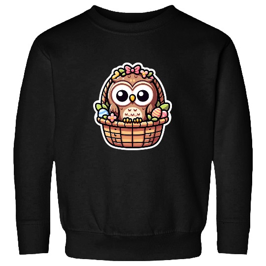 Owl Pet in Easter Basket Spring Owlet Easter Egg Hunt Sweatshirts