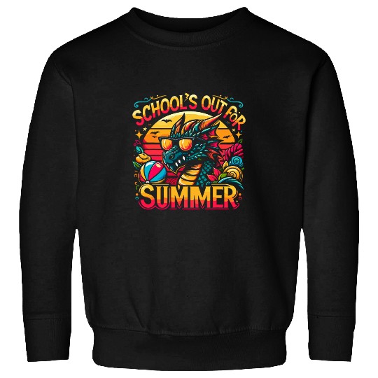 Dragon Pet Retro Schools Out For Summer Teacher Girls Boys Kids Dragon Sweatshirts