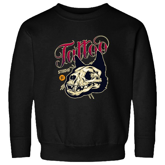 Cat Skull Tattoo Sweatshirts
