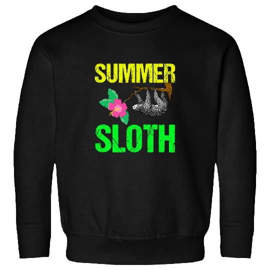 Sloth Pet Cute Summer Sloth Hibiscus Flower Sweatshirts