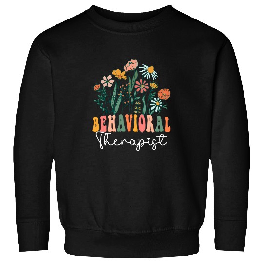 Retro Groovy floral Behavioral Therapist Wildflower Tees For Sweatshirts