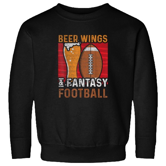 Beer Fun Cool vintages Football Motif Beer Wings and Fantasy Football Sweatshirts