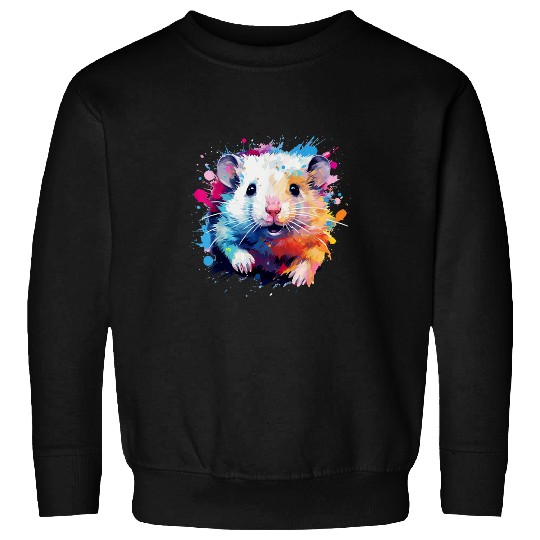 Hamster Pet Colorful Splash Art Winter White Hamster Lover Sweatshirts