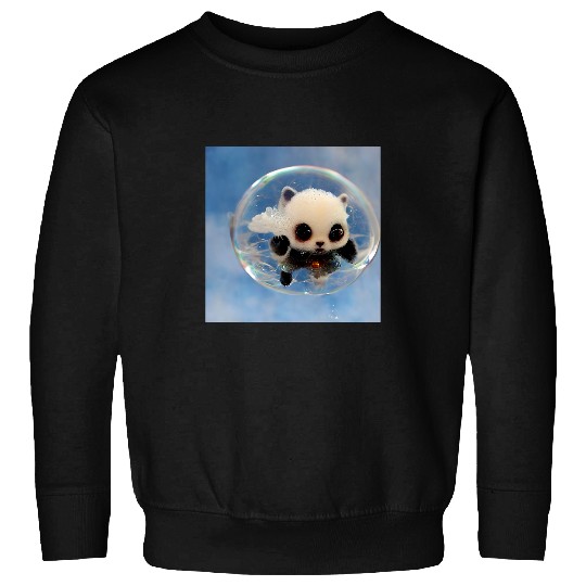 Panda Pet Little baby panda in soap bubble cute animal AI designed Sweatshirts