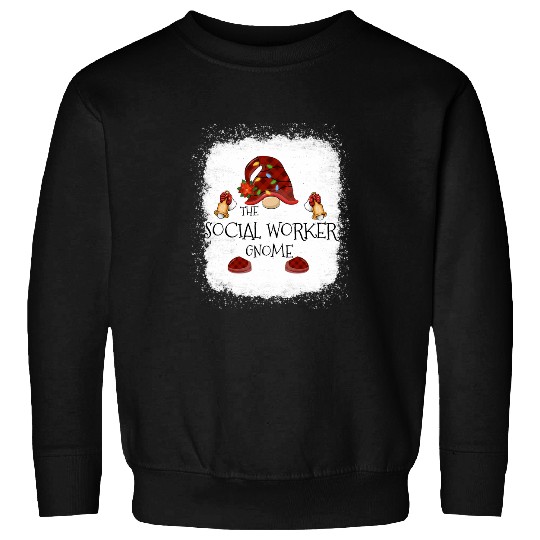 mb Social Worker Gnome Christmas Light Bleache Sweatshirts