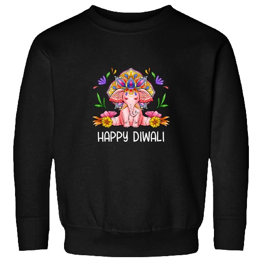 Elephant Pet Happy Diwali Cute Elephant Deepavali Hindu Festival Sweatshirts