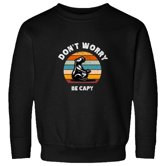 capybaras Pet Rodent Yoga Retro Meditation Sunset Funny capybaras 1 Sweatshirts
