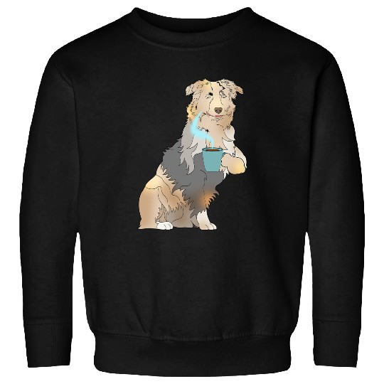 Cute Australian Shepherd Dog Coffee Funny Animal Graphic Sweatshirts