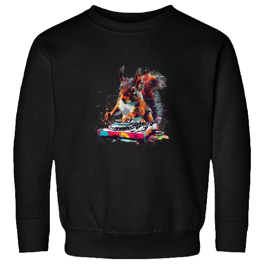 Squirrel Pet DJ Dance Club Music Producer Turntable DJ Squirrel Sweatshirts