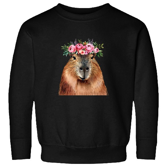 capybaras Pet Rose Flower Crown Capybaras Tee For Women Men Kids Sweatshirts