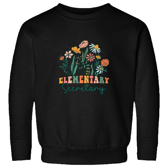 Secretary Job Groovy Wildflower Elementary Secretary Tees Sweatshirts