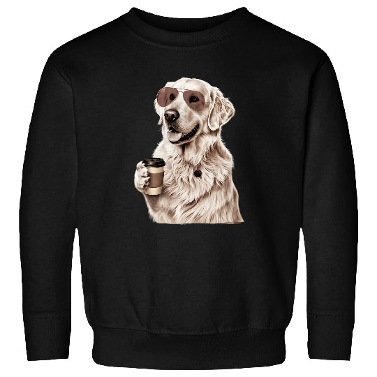 Coffee Fun English Cream Golden Retriever Coffee Dog Mom Dad 1 Sweatshirts