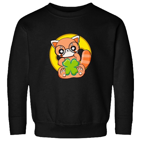 Panda Pet St Patricks Day Cute Red Panda Shamrock Irish Otaku Anime 1 Sweatshirts