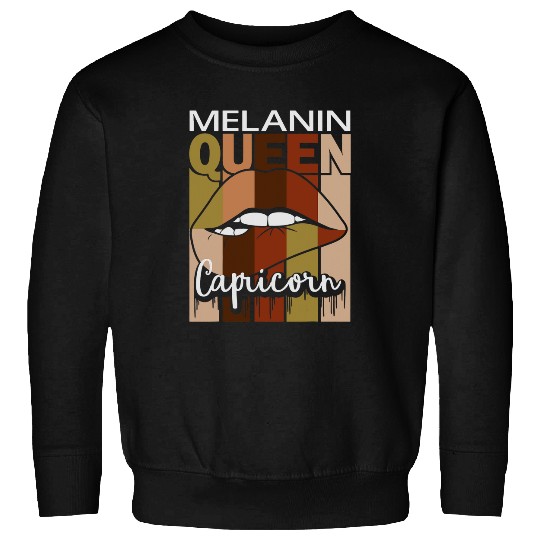 Capricorn Queen Zodiac Sign Melanin Retro vintages Birthday Sweatshirts