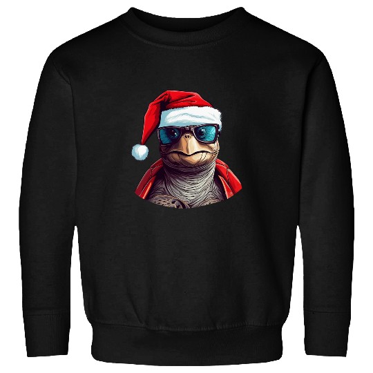 Turtle Pet Cute Sea Turtle Wearing Santa Hat Funny Animal Christmas Sweatshirts