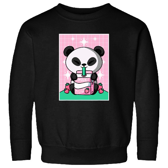 Panda Pet Strawberry Milk Carton Japanese Kawaii Anime Sweatshirts