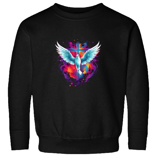 Holy Spirit Dove Praise Jesus Pentecost Colorful Holy Spirit Sweatshirts