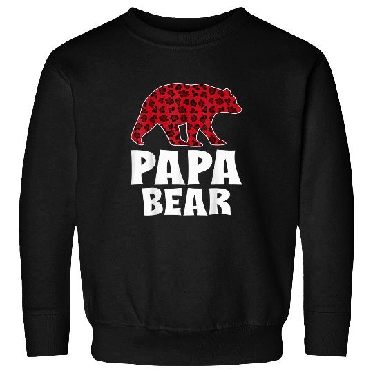 Bear Pet Papa Bear Christmas Red Leopard Matching Family Pajama Sweatshirts