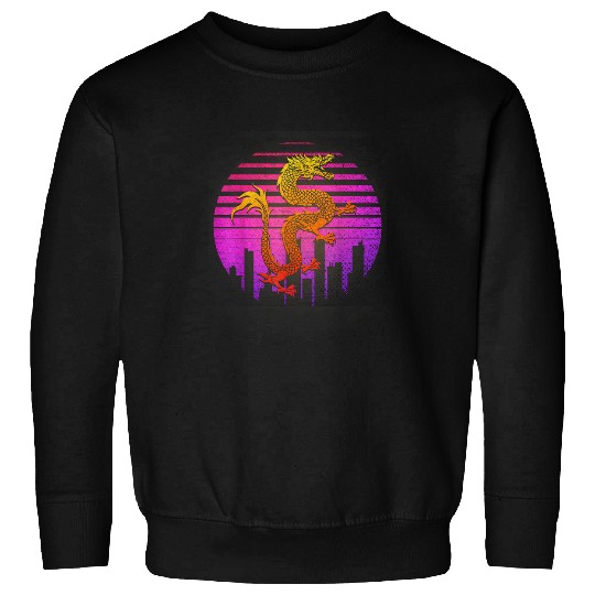 Dragon Pet Retro 90s Art Vaporwave Animal Mystical Chinese Dragon Sweatshirts