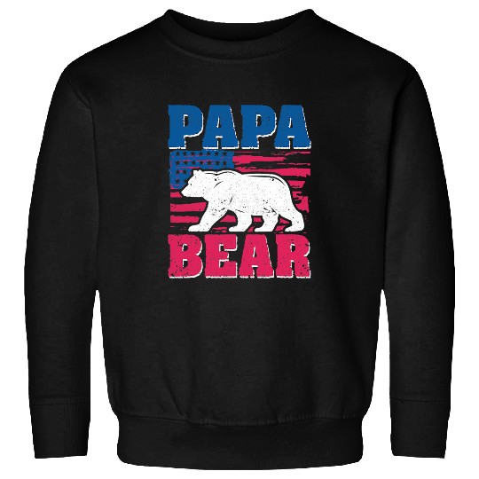 Bear Pet Papa Bear American Flag 4th of July Fathers Day Patriotic Sweatshirts