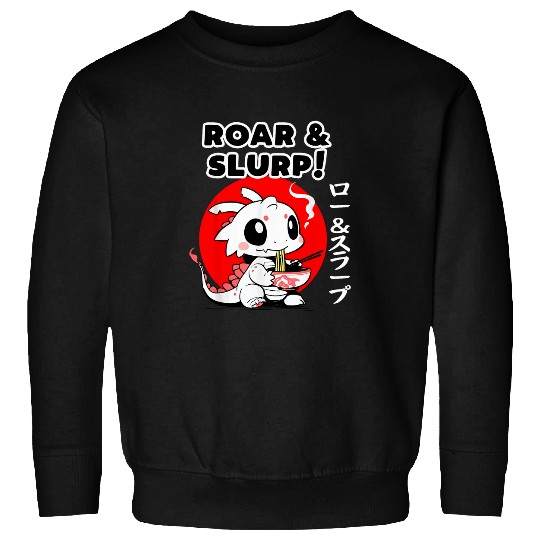 Dragon Pet Kawaii Cute Dragon Eating Ramen Noodles Japanese Anime Sweatshirts