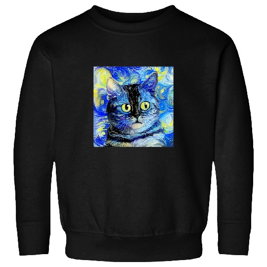 Cat Starry Night Cat Van Gogh Lover In A Starry Sky Night 4 Sweatshirts