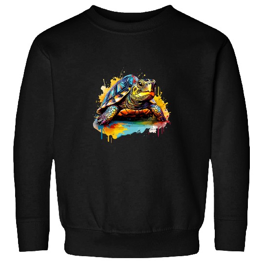 Colorful Splash Art Eastern Box Turtle Lover Sweatshirts