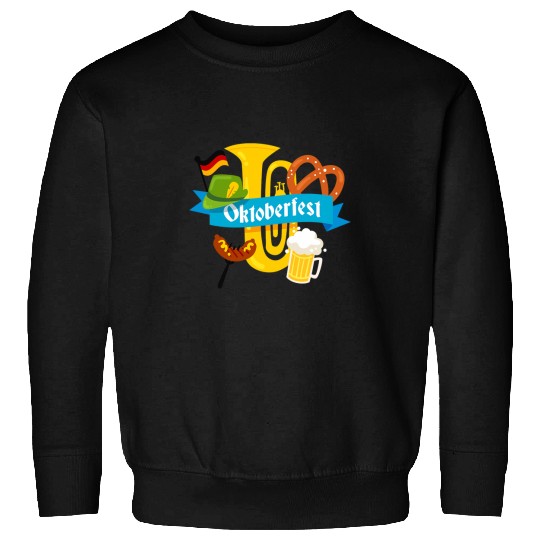 Beer Fun Oktoberfest Pretzel Sausage Beer Trumpet Sweatshirts