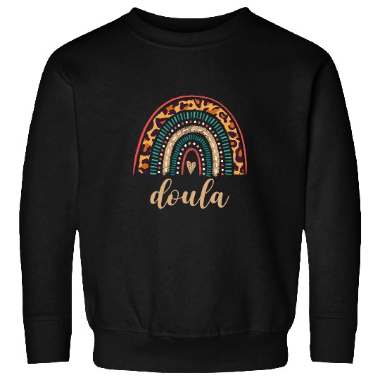 Doula Rainbow Leopard Birth Doulas Gift Newborn Labor Coach Sweatshirts