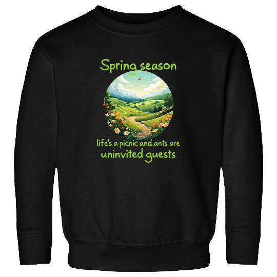 Cool green meadow with flowers for picnic lovers and ants Sweatshirts