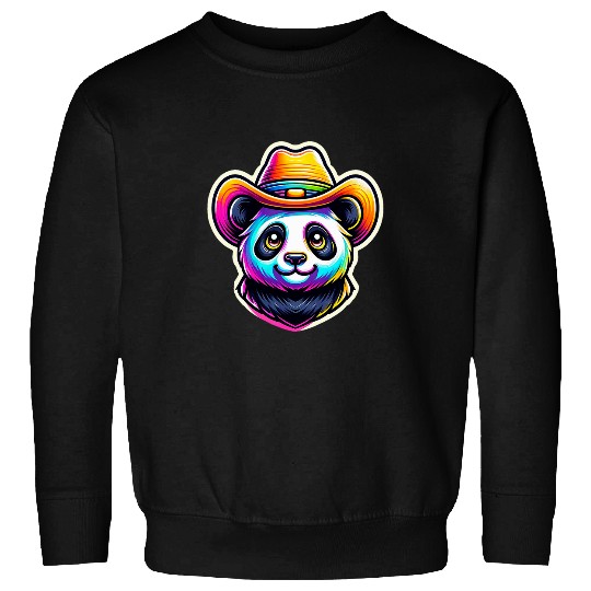 Panda Pet Colorful Vibrantly Colored Panda Cowboy and Quirky Wild West Sweatshirts