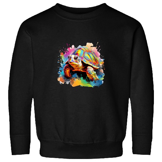 Colorful Splash Art Box Turtle Lover Sweatshirts