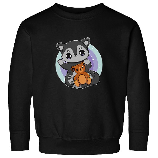 Bear Pet Black Fox Plays With Teddy Bear Sweatshirts