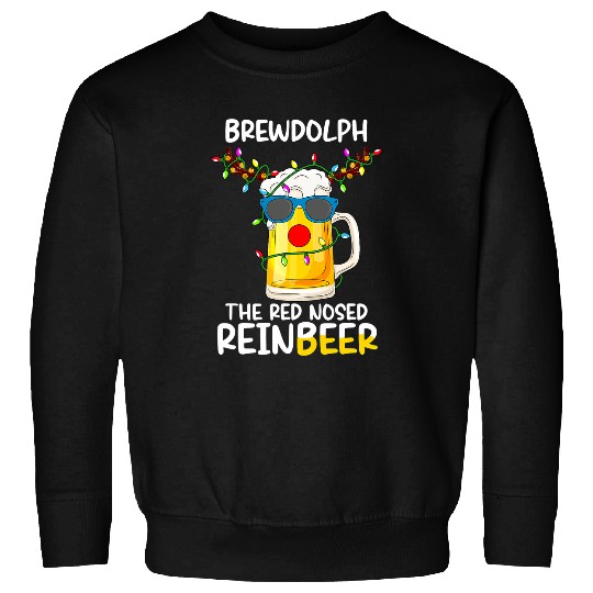 Beer Fun Beer Reindeer Beer Rudolph Brewdolph Funny Christmas Pajamas Sweatshirts