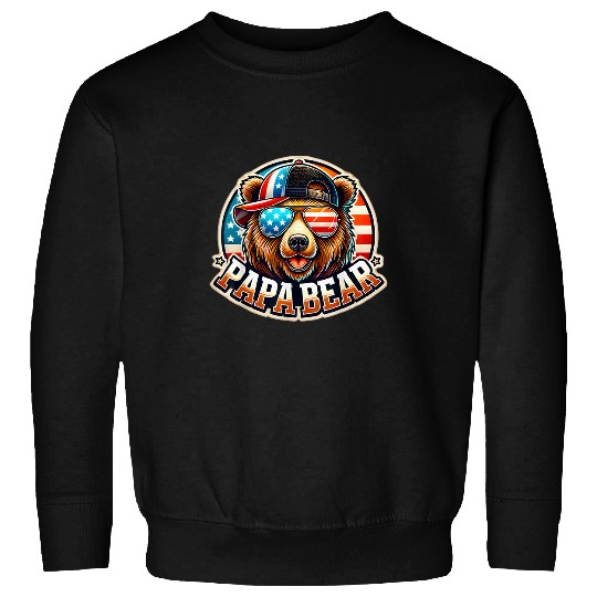 Bear Pet Papa Bear Outfits Father s Day USA American Flag bests Dad Sweatshirts