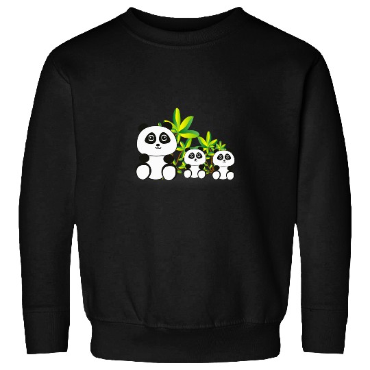 Panda Pet Mama and Twin Baby Pandas Sweatshirts